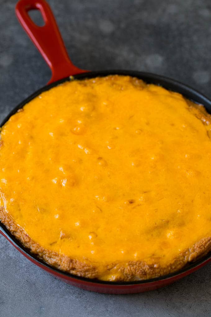 Bean Dip Recipe | Mexican Dip #dip #appetizer #mexicanfood #beans #cheese #bajap Baked refried beans topped with melted cheddar cheese.
