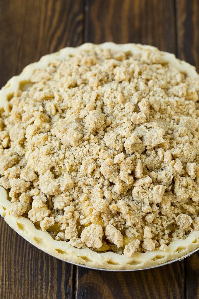 Dutch Apple Pie Recipe | Homemade Apple Pie #pie #apple #dessert #baking #fall #bajap Brown sugar topping on top of an unbaked pie.