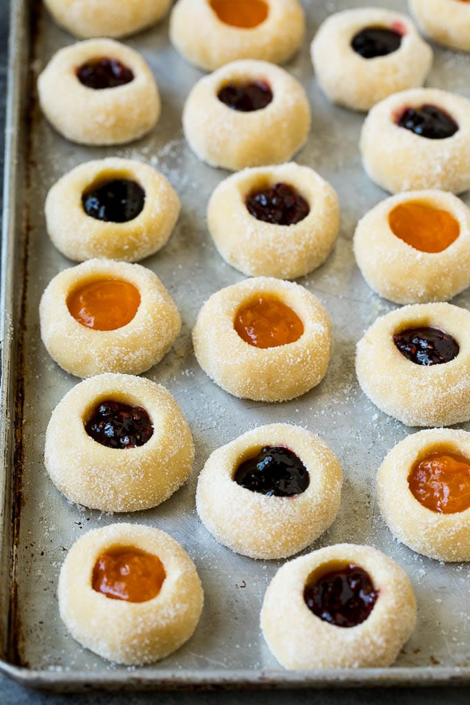 Thumbprint Cookies | Sugar Cookies #cookies #baking #christmas #dessert #bajap Cookie dough filled with fruit jam.