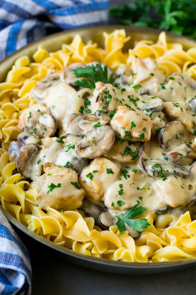 Chicken Stroganoff Recipe | Chicken and Mushrooms #chicken #mushrooms #stroganoff #dinner #bajap Chicken stroganoff with mushrooms, served over egg noodles.