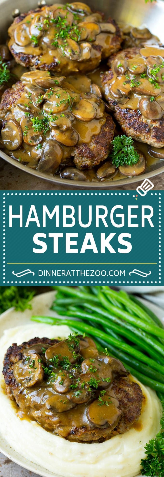 Hamburger Steaks with Mushroom Gravy Recipe | Salisbury Steak #hamburger #groundbeef #mushrooms #gravy #dinner #bajap