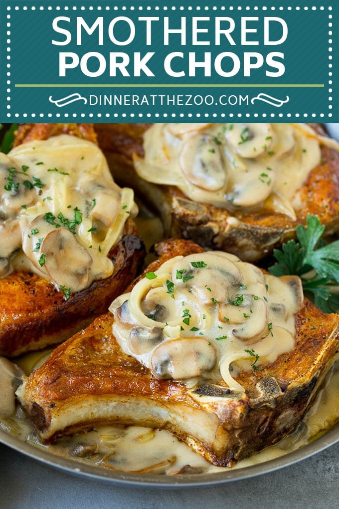 Smothered Pork Chops Recipe | Mushroom Pork Chops #pork #porkchops #mushrooms #gravy #dinner #bajap