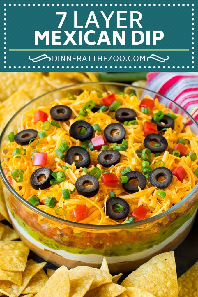 7 Layer Dip Recipe | Mexican Dip #beans #dip #appetizer #avocado #salsa #bajap