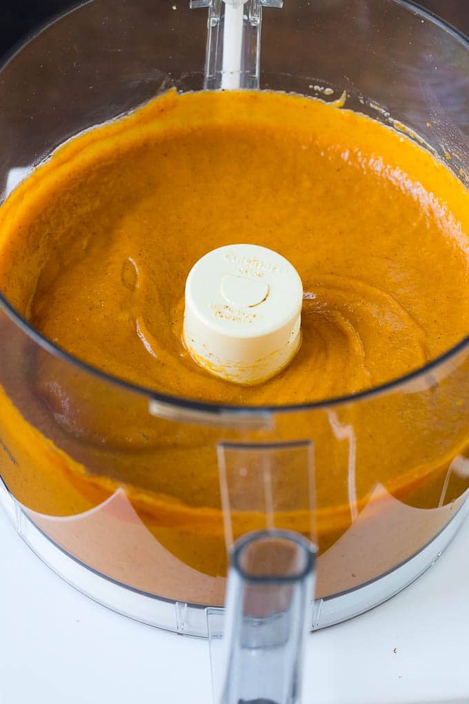 Homemade Pumpkin Pie Recipe | Pumpkin Pie #pie #pumpkin #baking #thanksgiving #fall #dessert #bajap Pie filling pureed in a food processor.