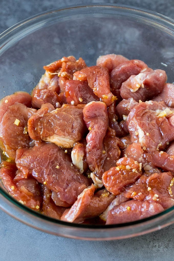Bahn Mi Sandwich Recipe #sandwich #pork #lunch #dinner #bajap Marinated pork slices in a bowl.