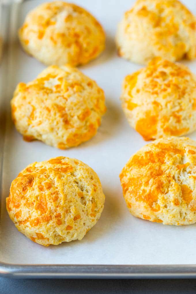 Chicken Pot Pie Soup Recipe | Chicken Soup #soup #chicken #dinner #comfortfood #bajap Baked biscuits on a sheet pan.