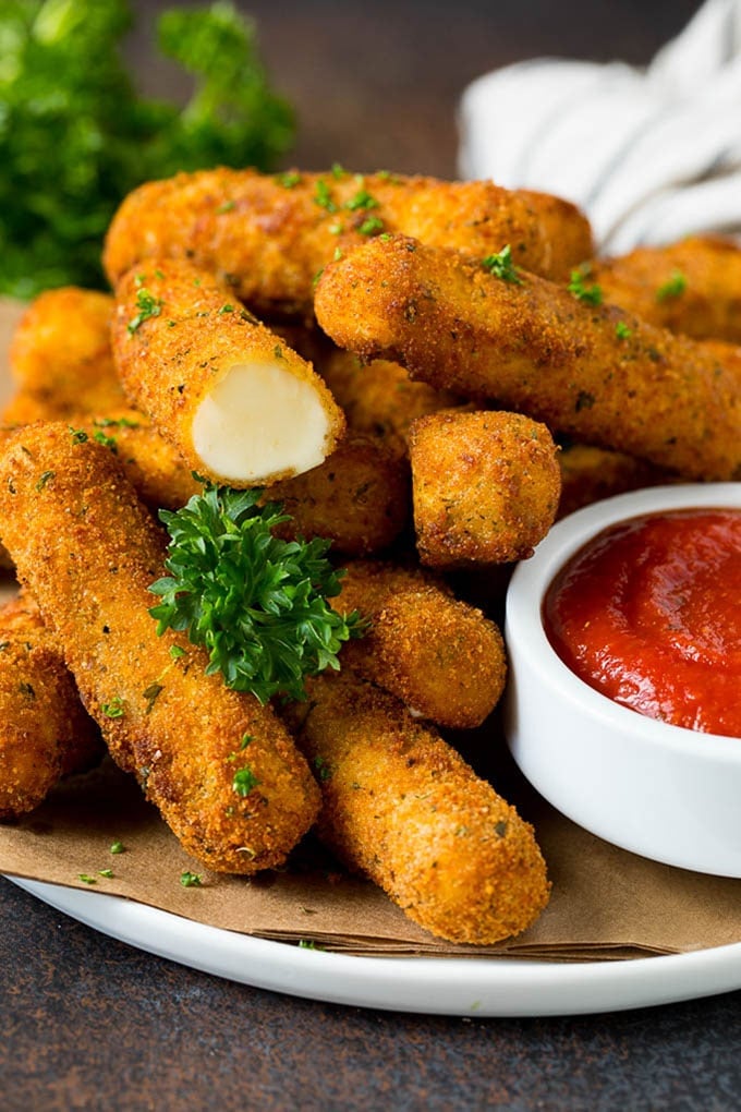 Mozzarella Sticks Recipe #cheese #appetizer #bajap Mozzarella sticks served with a side of marinara sauce.