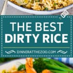 This dirty rice is a savory mix of sausage, peppers, celery, rice and spices, all cooked together.