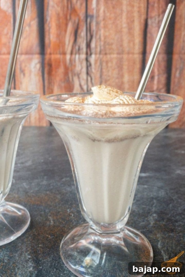 Decadent Stracciatella Egg Liqueur Milkshake Recipe 2 Ready to serve chocolate chip (stracciatella) egg liqueur milk shake