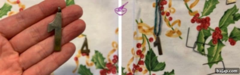 Attaching Advent numbers discreetly with matching yarn