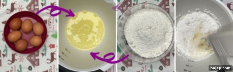 Mixing egg whites and powdered sugar for coconut busserl