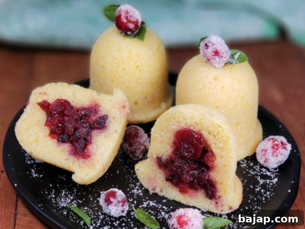 Instant Pot Cranberry Cornbread Bites shaped like Christmas Jingle Bells, pair up for the perfect bite of sweet and tart spiced cranberries.