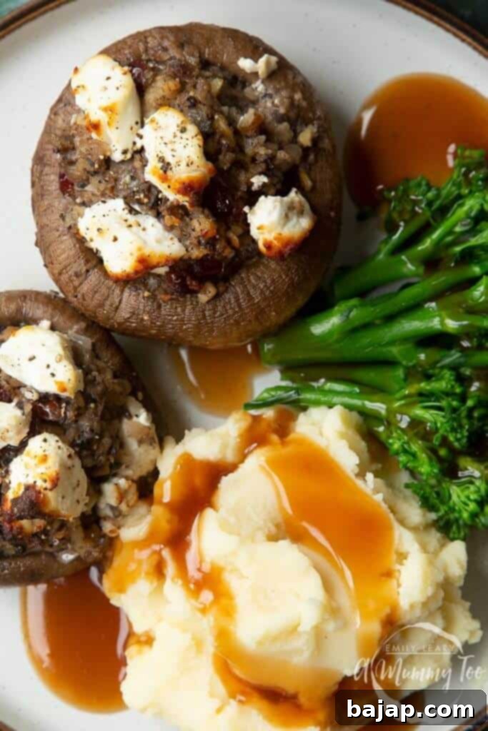 These delicious Christmas stuffed mushrooms with walnuts, cranberries and goat's cheese make a perfect vegetarian alternative on Christmas Day.