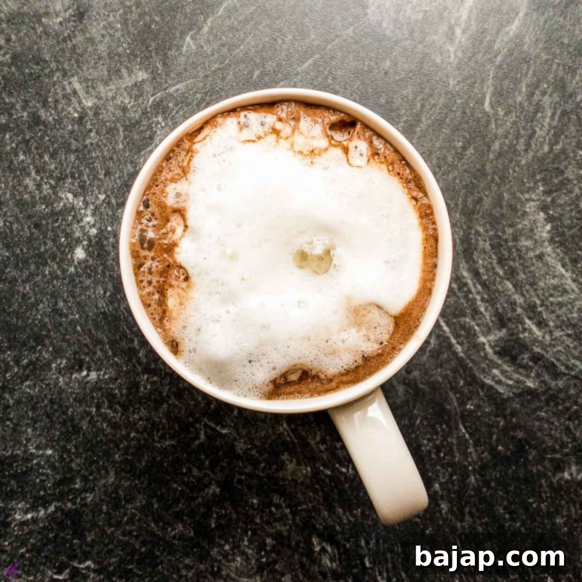 Hot chocolate topped with milk foam.