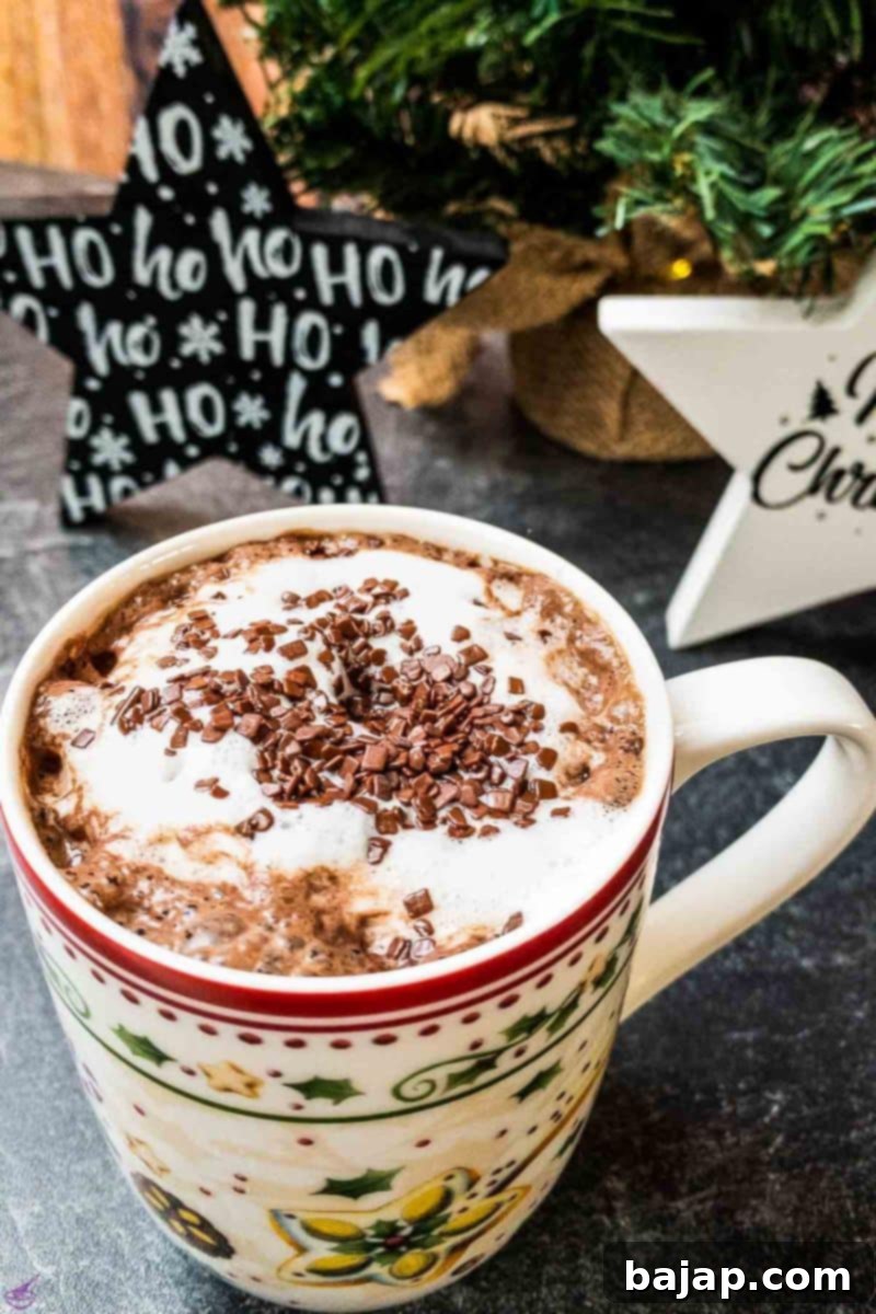 ready to drink hot chocolate with rum and chocolate sprinkles