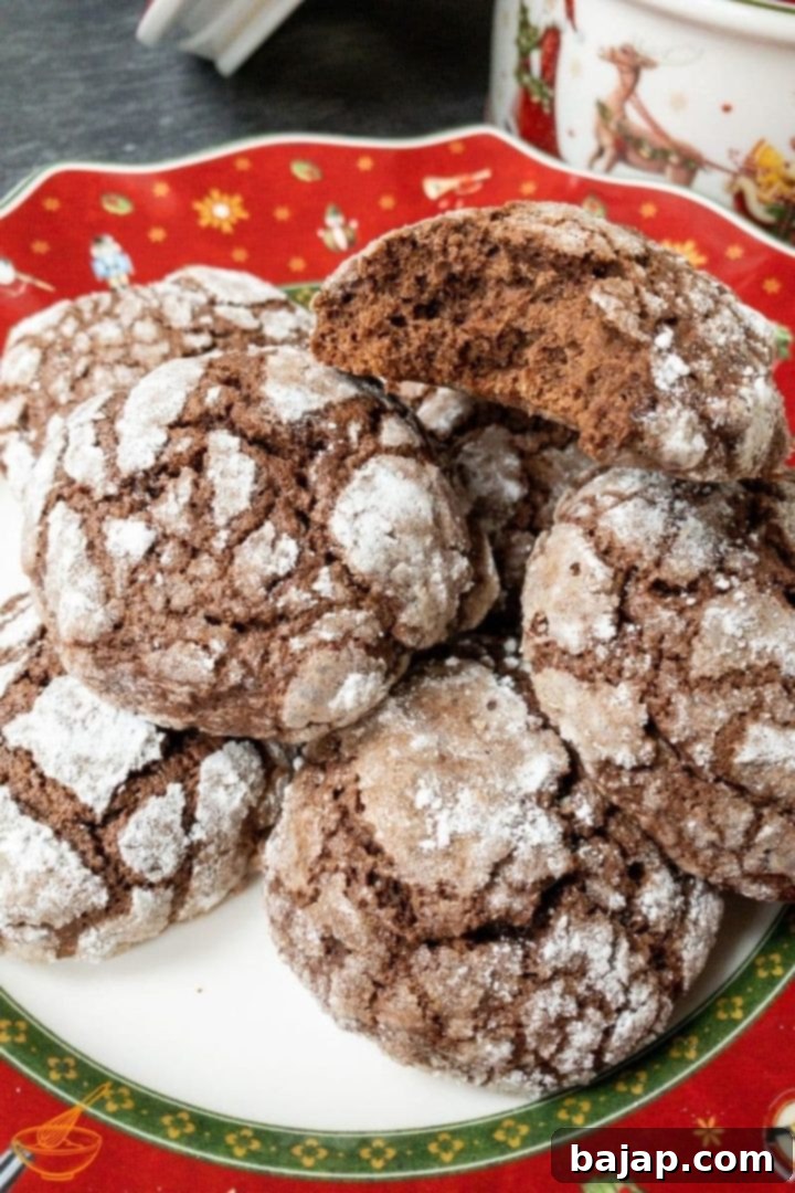 Delicious Chocolate Espresso Crinkle Cookies with a beautiful powdered sugar coating.