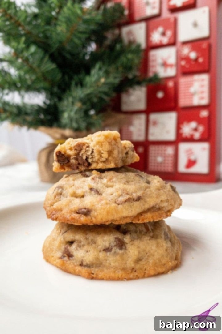 Ready-to-eat chewy chocolate chip cookies with chestnut flour, soft centers and crispy edges