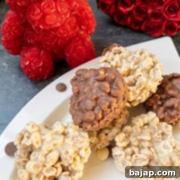 puffed rice hearts with two kinds of chocolate ready to eat