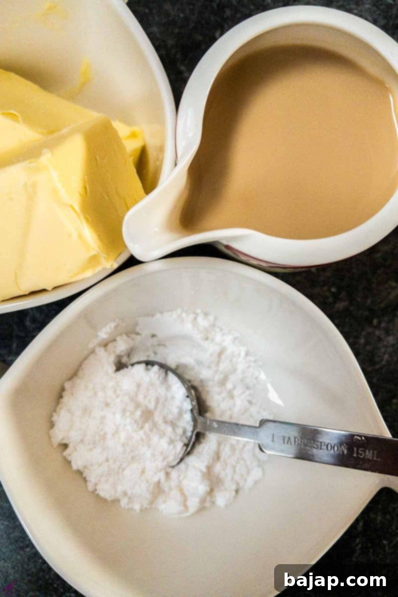 Ingredients for the Baileys Buttercream.