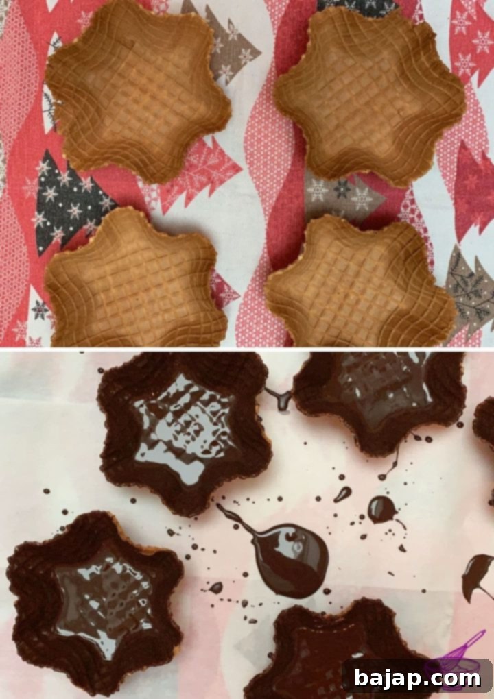 Beyond the Bowl What to Do with Melted Chocolate 5 Line wafer cups with chocolate