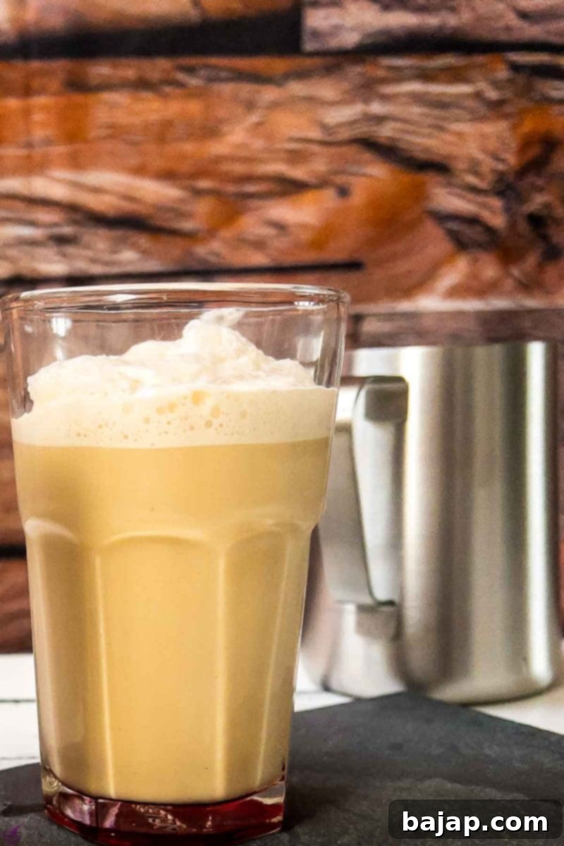 Cold milk foam as a low-fat alternative for whipped cream on iced coffee.