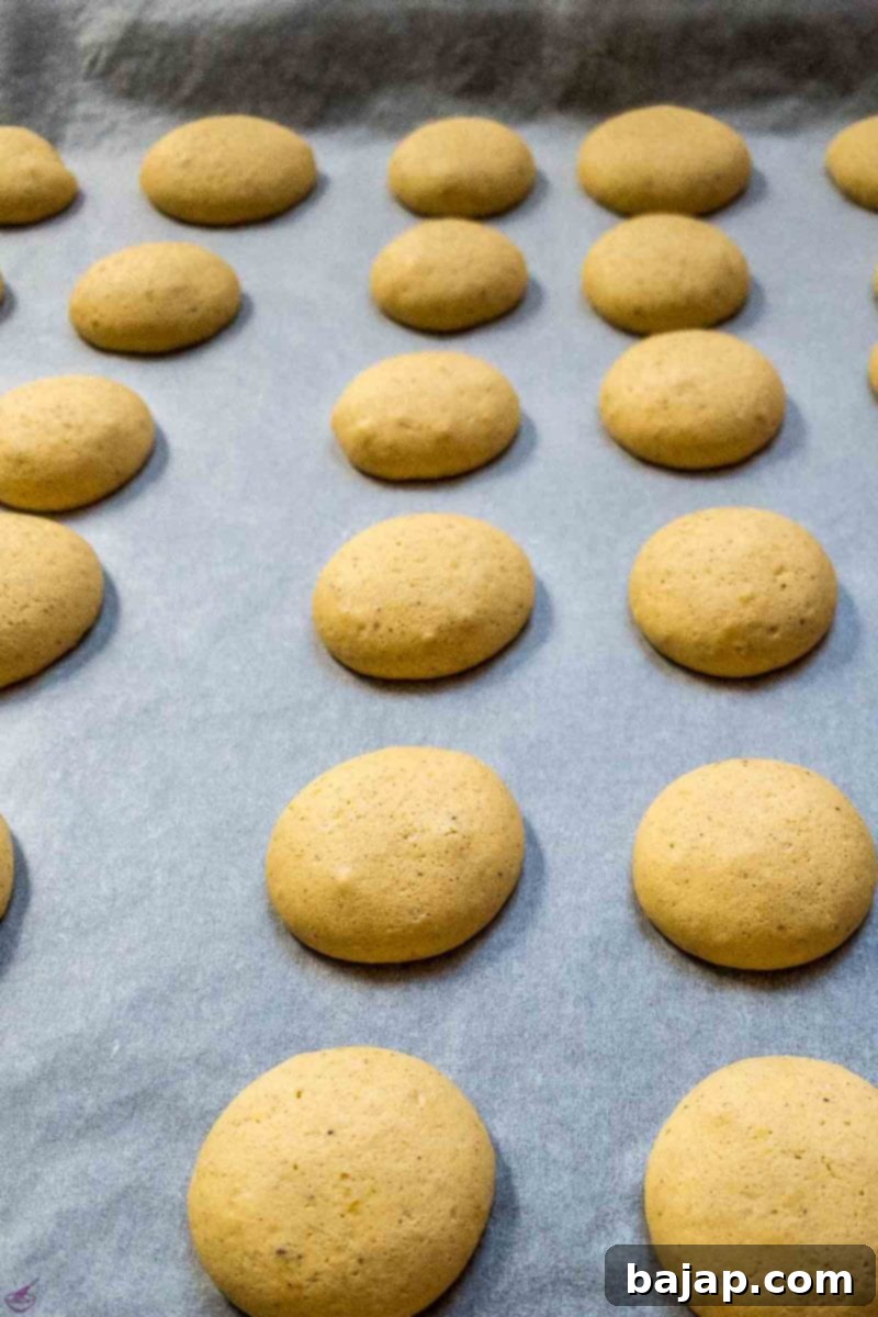 Cooled egg yolk cookies on a wire rack before assembly.
