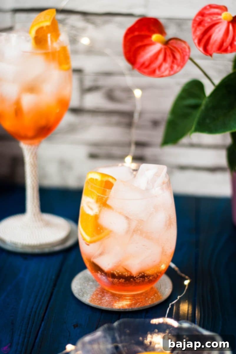 Serve your wonderful, layered Aperol Spritz! Tart and delicious, perfect for any occasion.