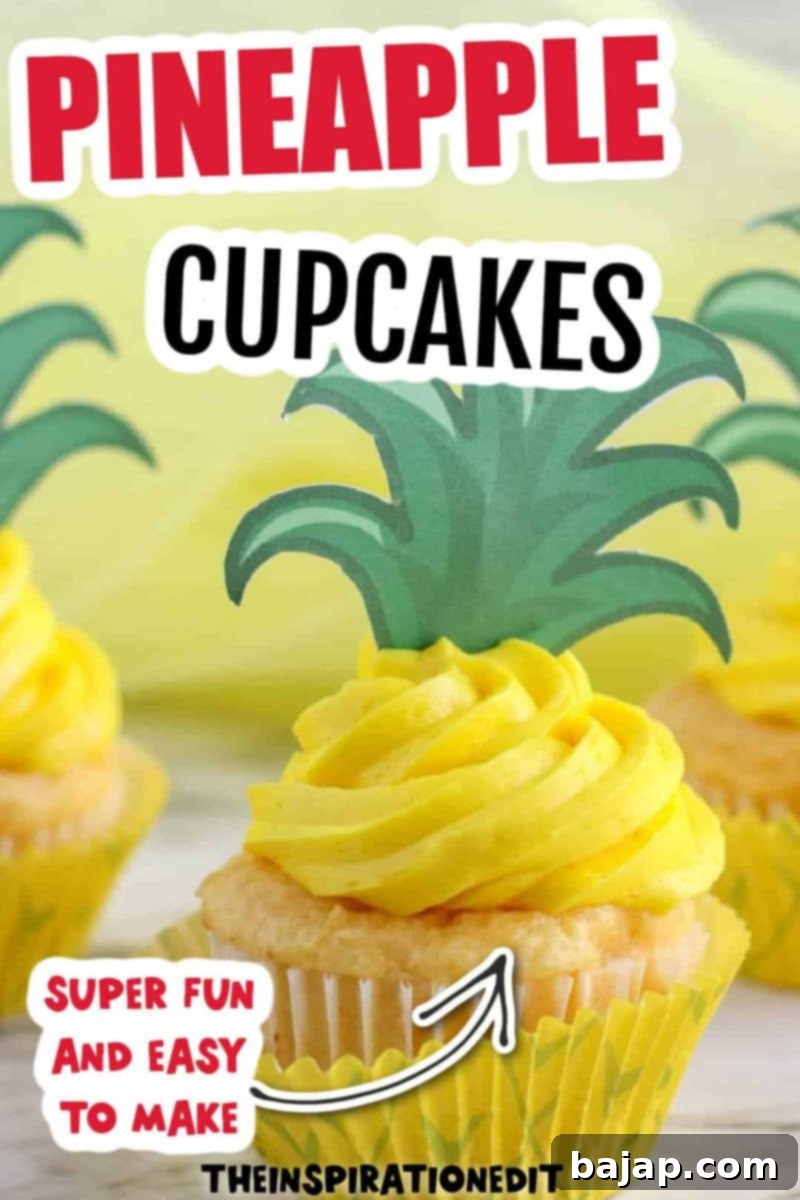 Decorative pineapple-themed cupcakes, perfect for a luau party.