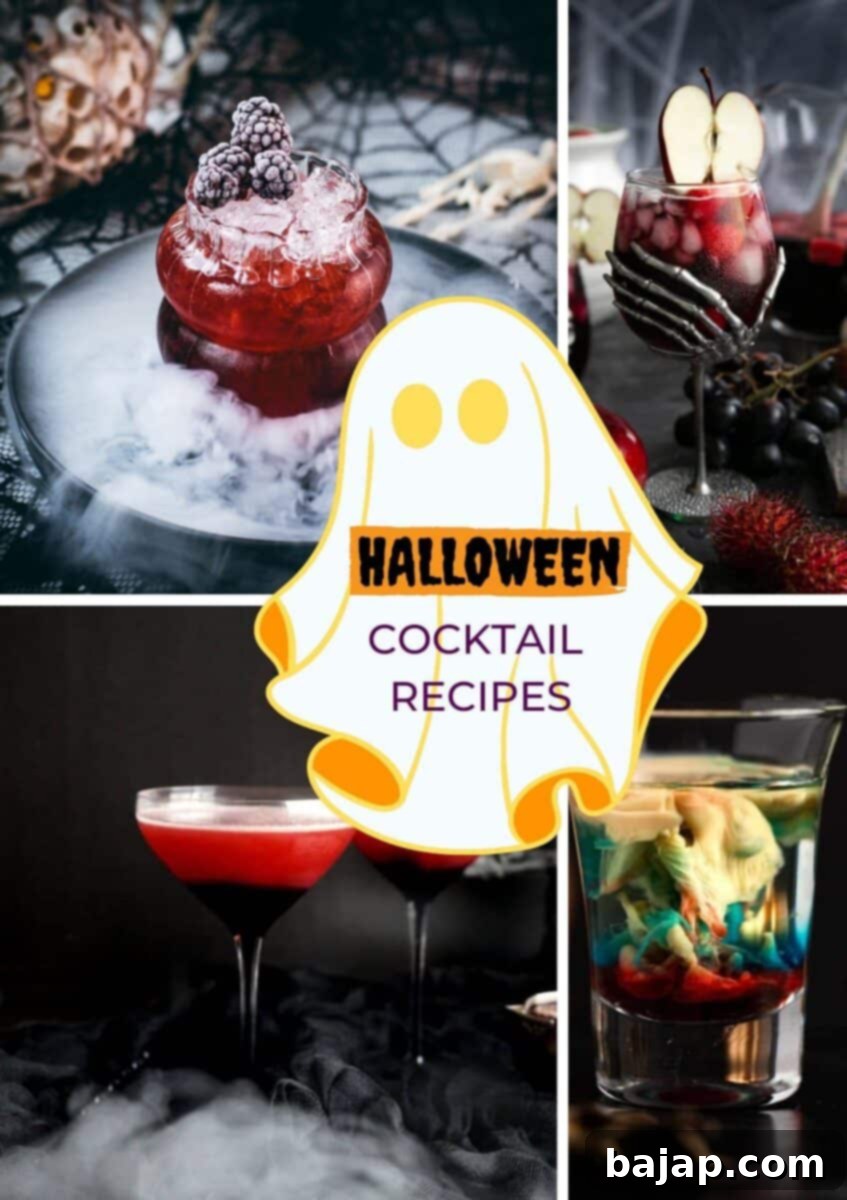 A spooky selection of deliciously ghoulish drinks for your next Halloween party! Divided into color sections to make it easier for you to find the right cocktail or drink for the matching theme.
