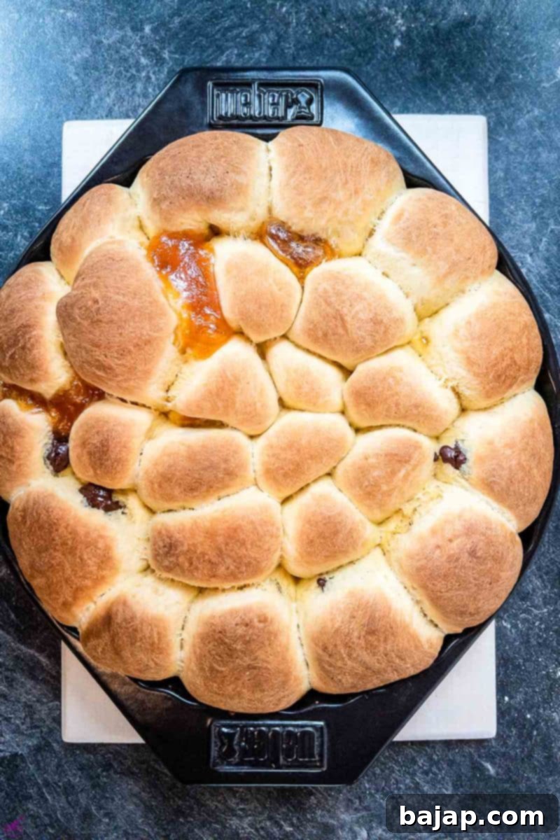 Baked Buchteln fresh from the oven, golden and fluffy.