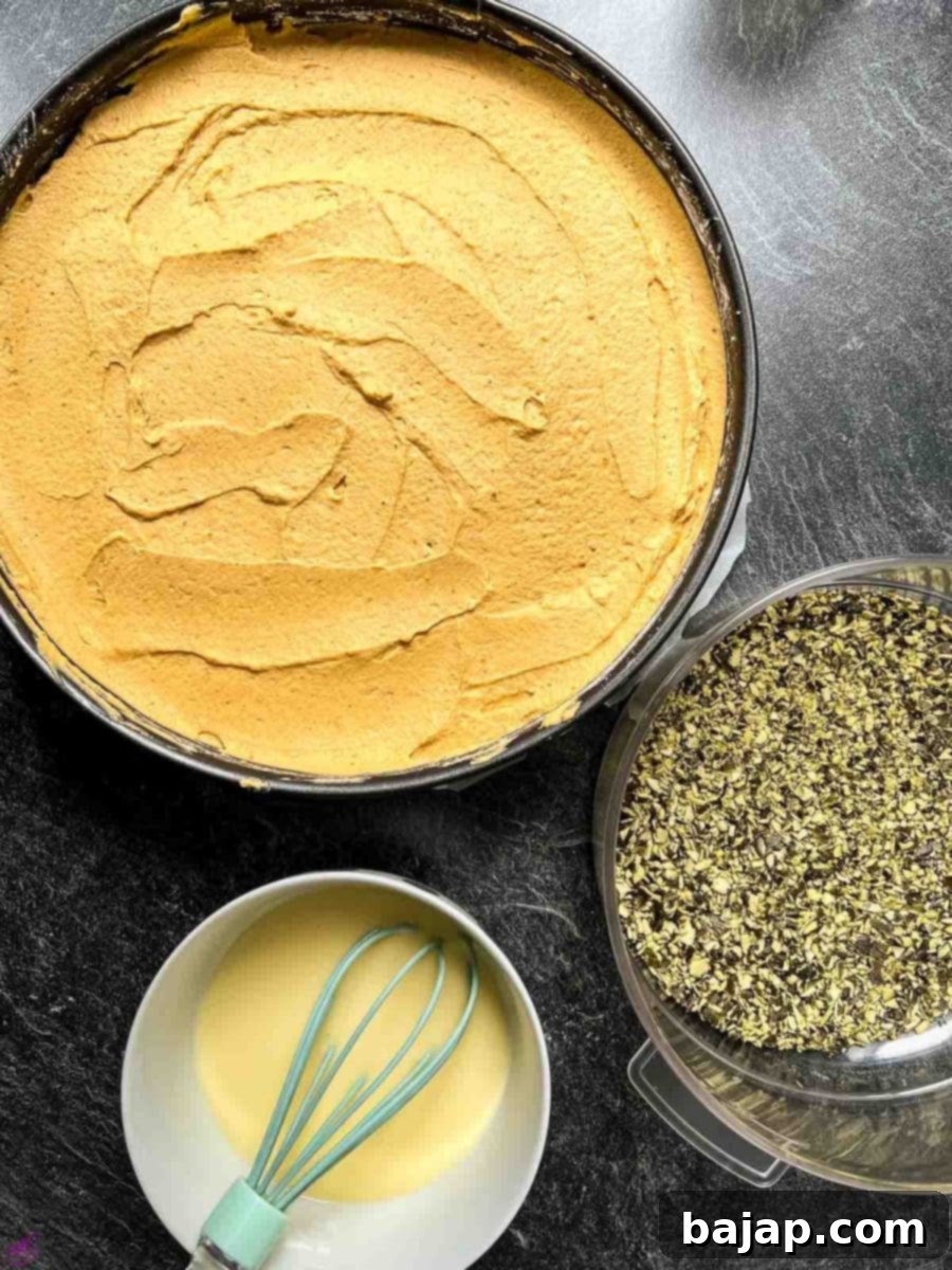 Pumpkin cheesecake prior glazing.