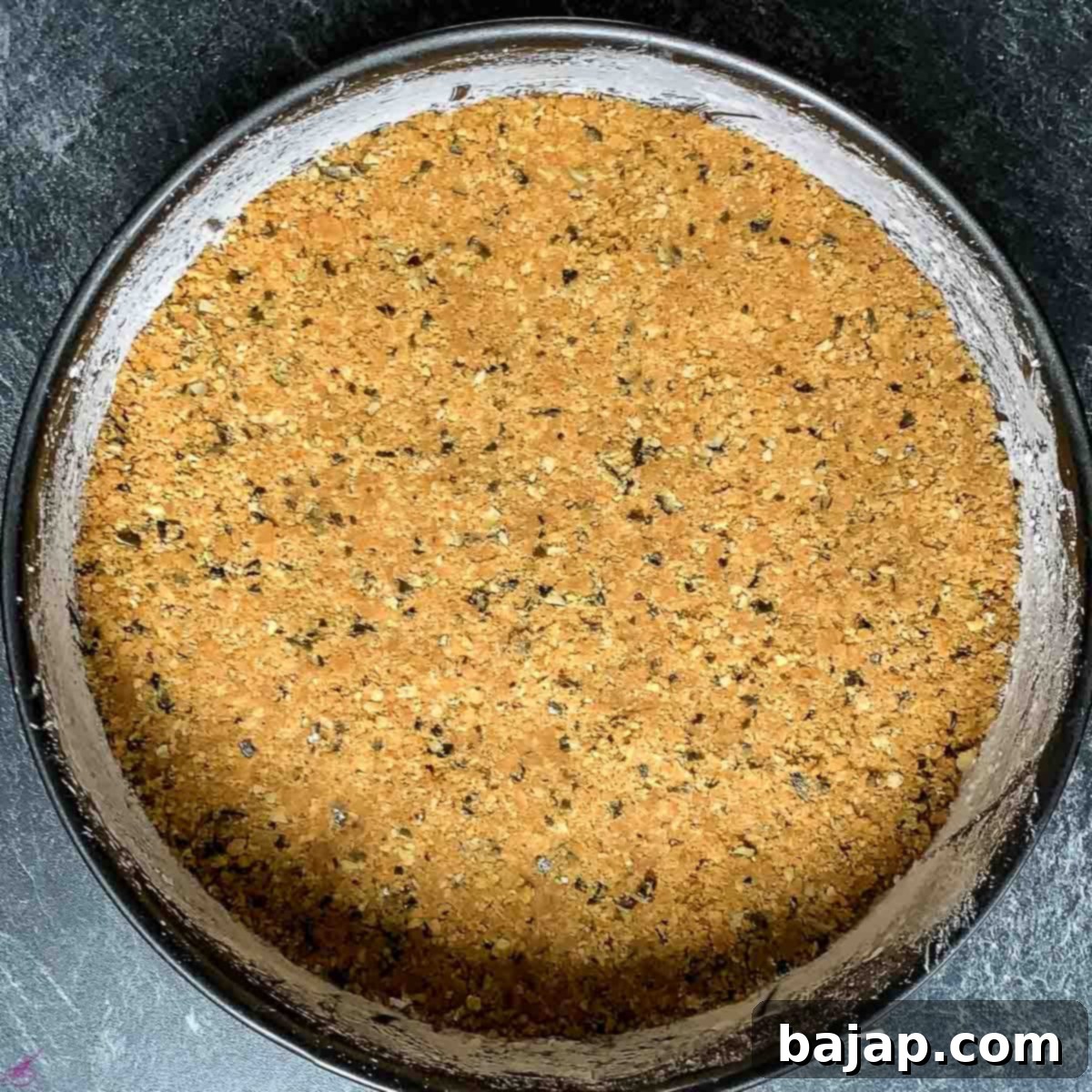 Finished graham cracker pumpkin seed crust.