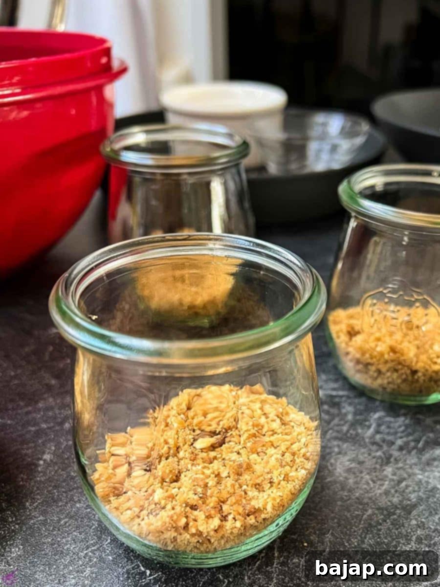 Fill your preserving jars with the graham cracker fig crumbs.