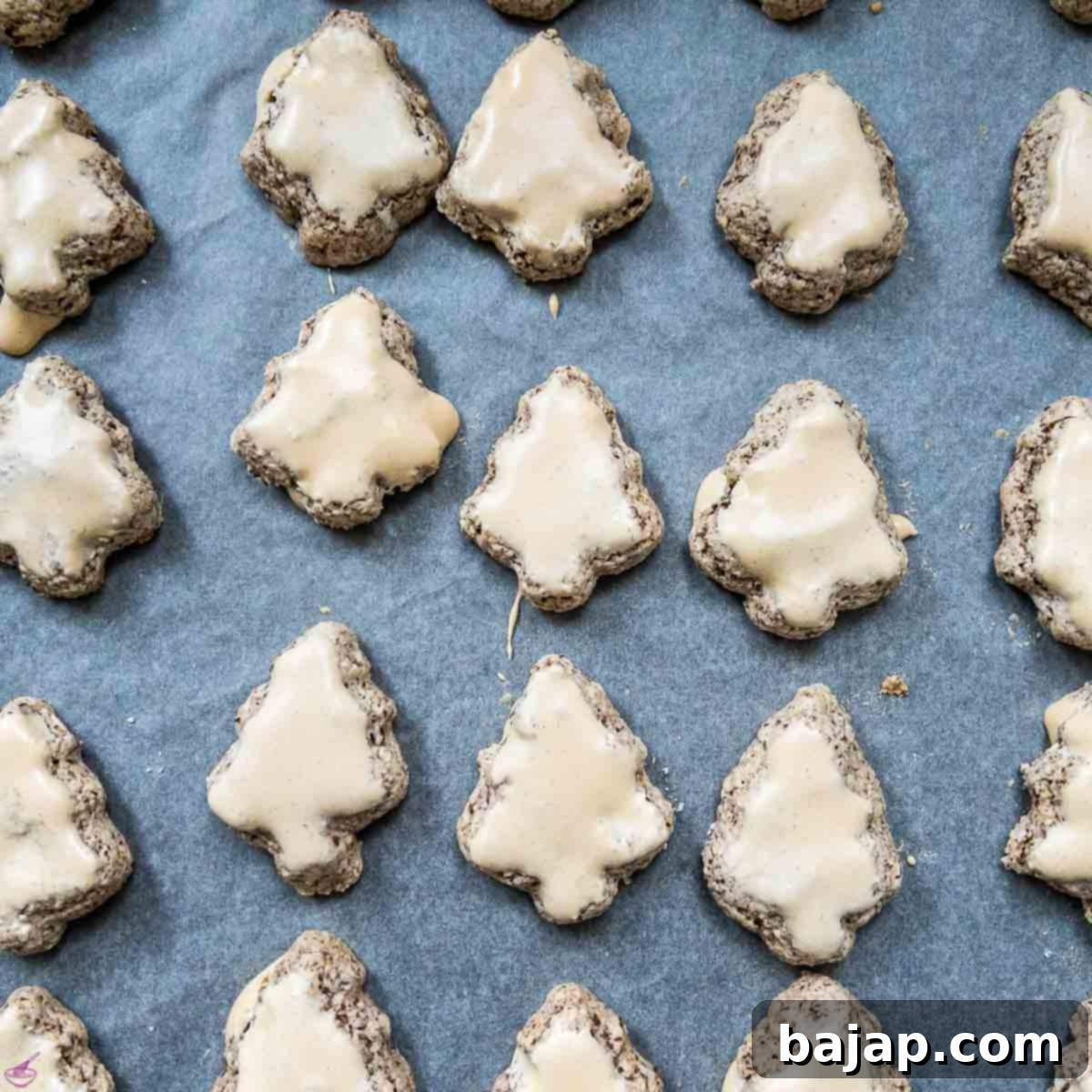 Baked cinnamon tree cookies cooling on a wire rack.