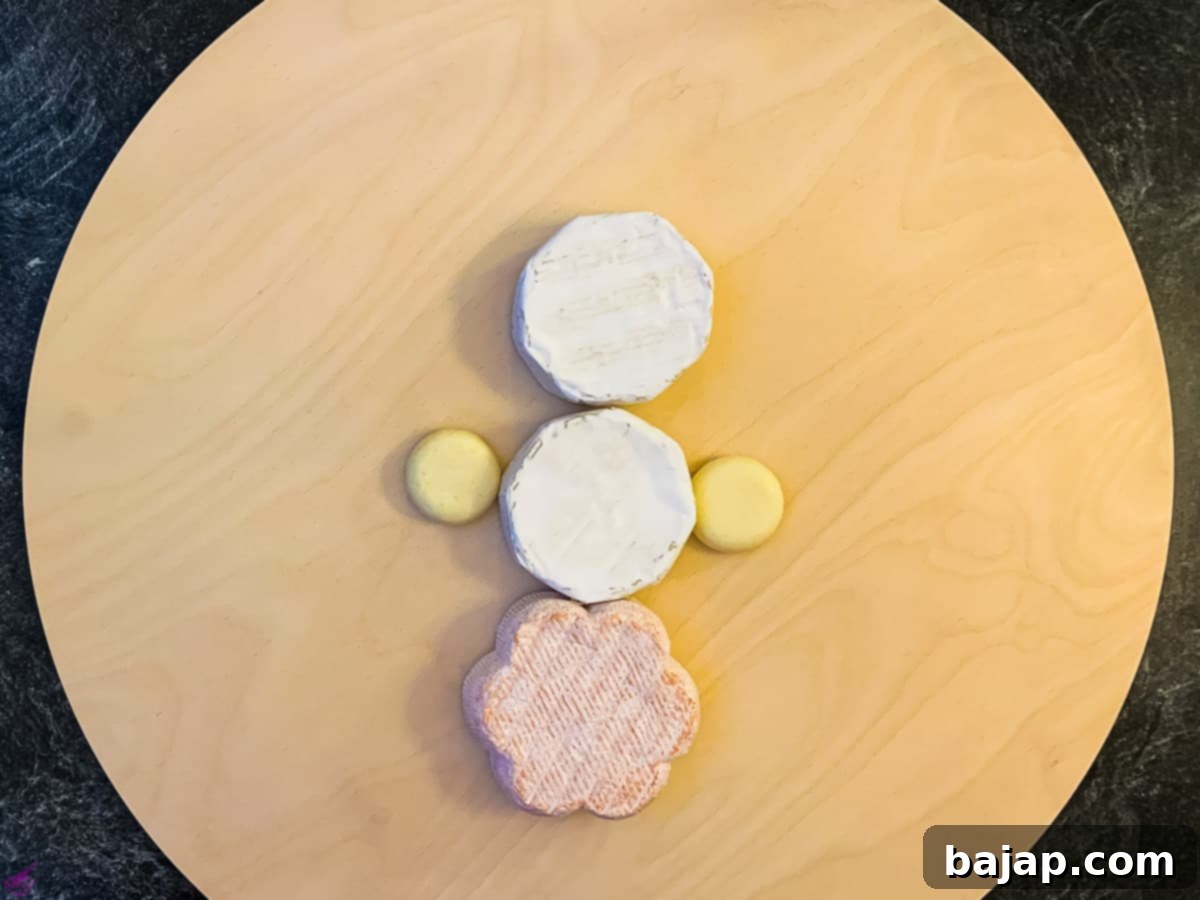 place the cheese for the snowmans body