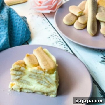 You can see very nicely the alternating layers of ladyfingers and vanilla custard cream.