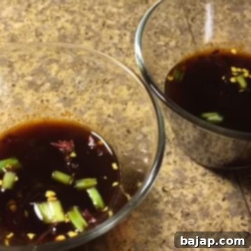 Delicious homemade potsticker sauce ready to be served.