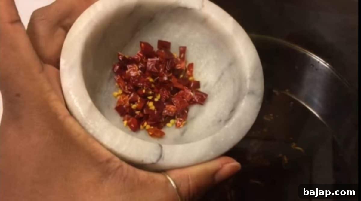 Add 5 or 6 pieces of Red chillies