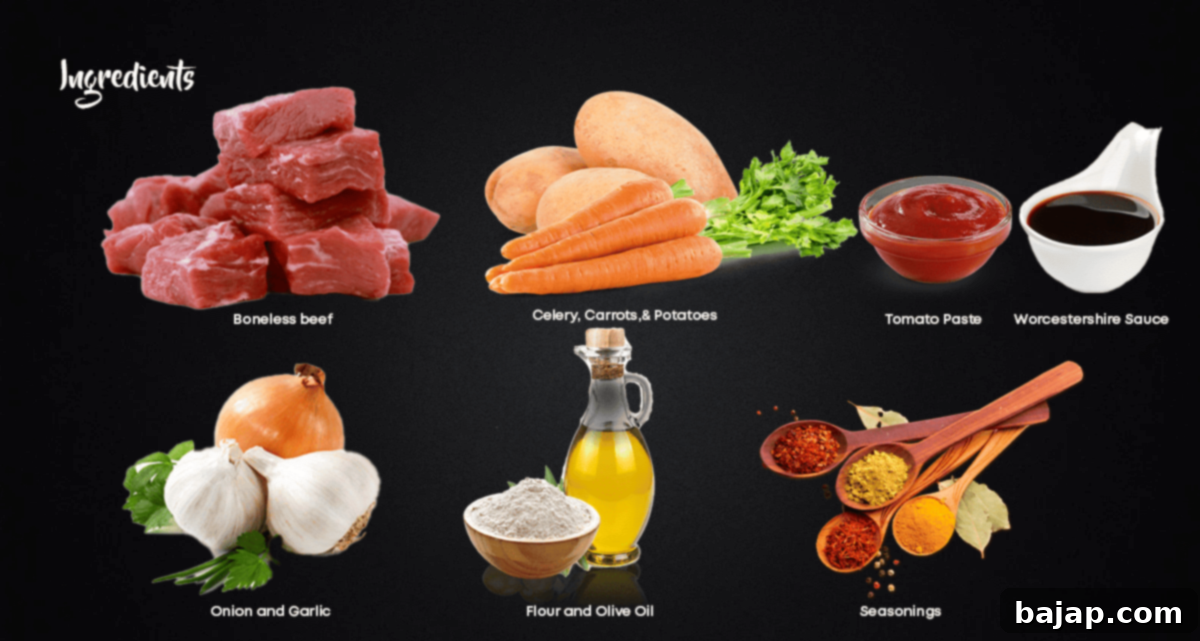 Ingredients for Crockpot Beef Stew