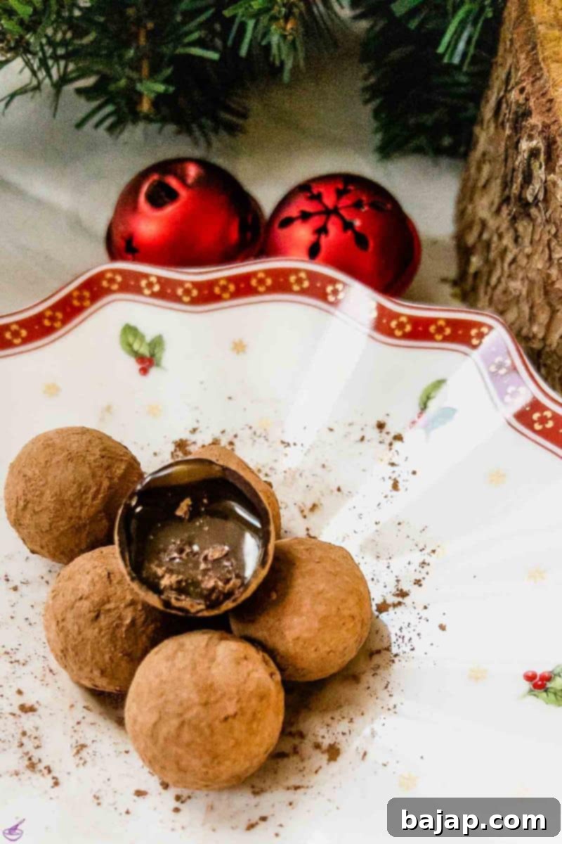 Ready to eat, salted caramel truffles with a liquid core, generously rolled in fine Criollo cocoa powder. These homemade delicacies are fructose-free and gluten-free, offering a luxurious and healthier treat option.