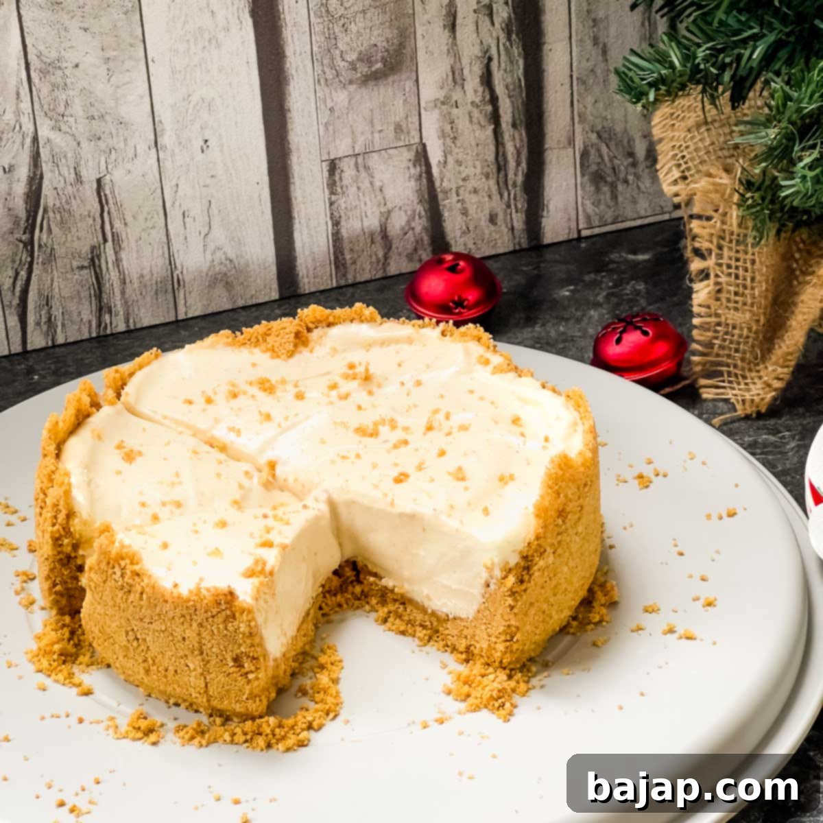 Ready to eat eggnog cheesecake - The subtle ginger flavor in the crust and the nutmeg notes in the filling make this cheesecake a true taste sensation.
