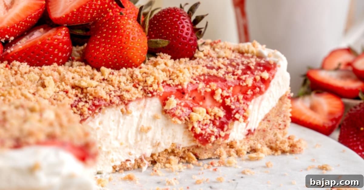 No Bake Strawberry Crunch Cheesecake