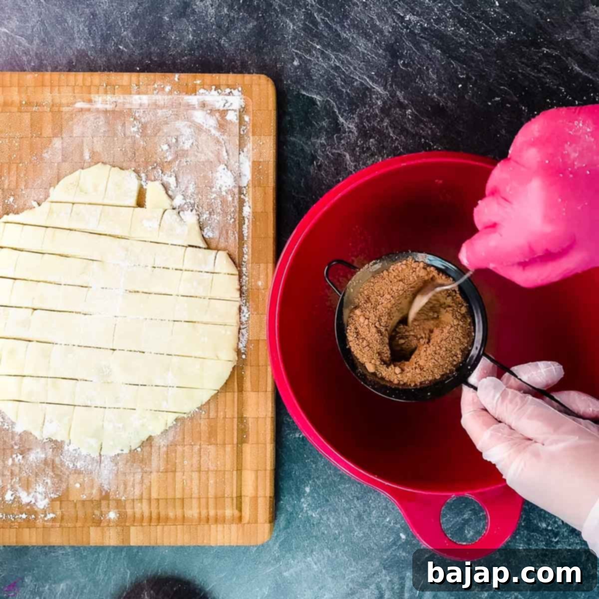 Sieve the cocoa in a bowl.