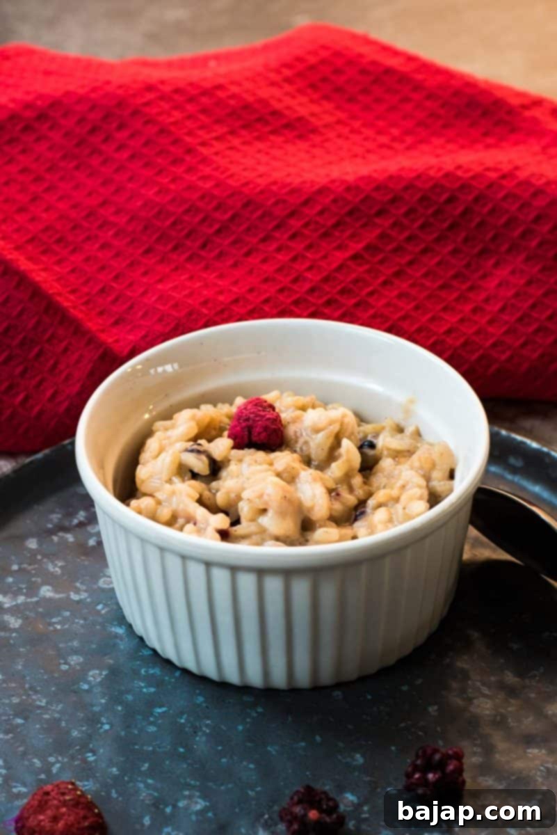 A yummy gluten-free and sugar-free rice pudding breakfast that keeps you full for longer, curbs cravings in the evening, and is quick and easy to whip up.