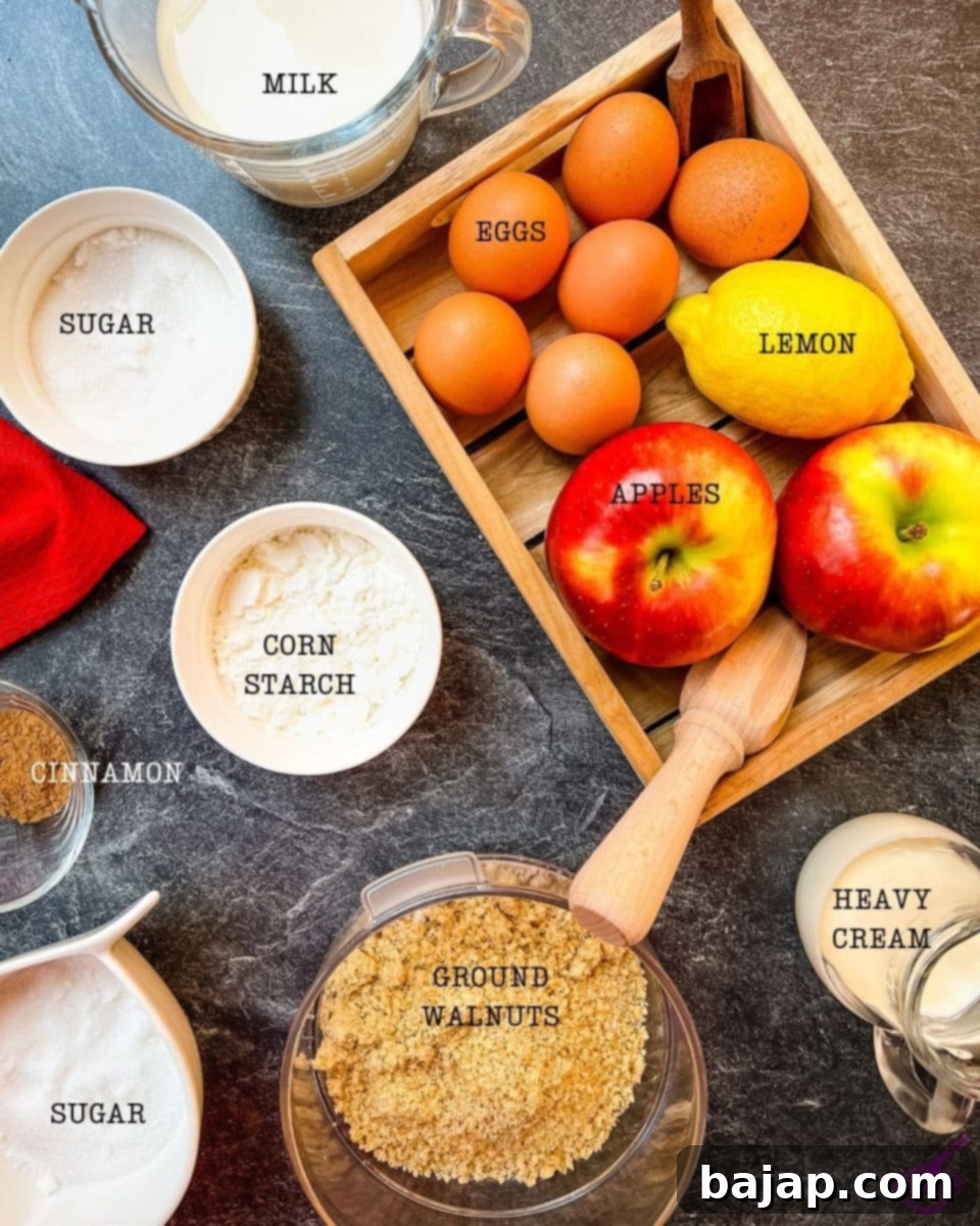 Ingredients for the apple custard filling.