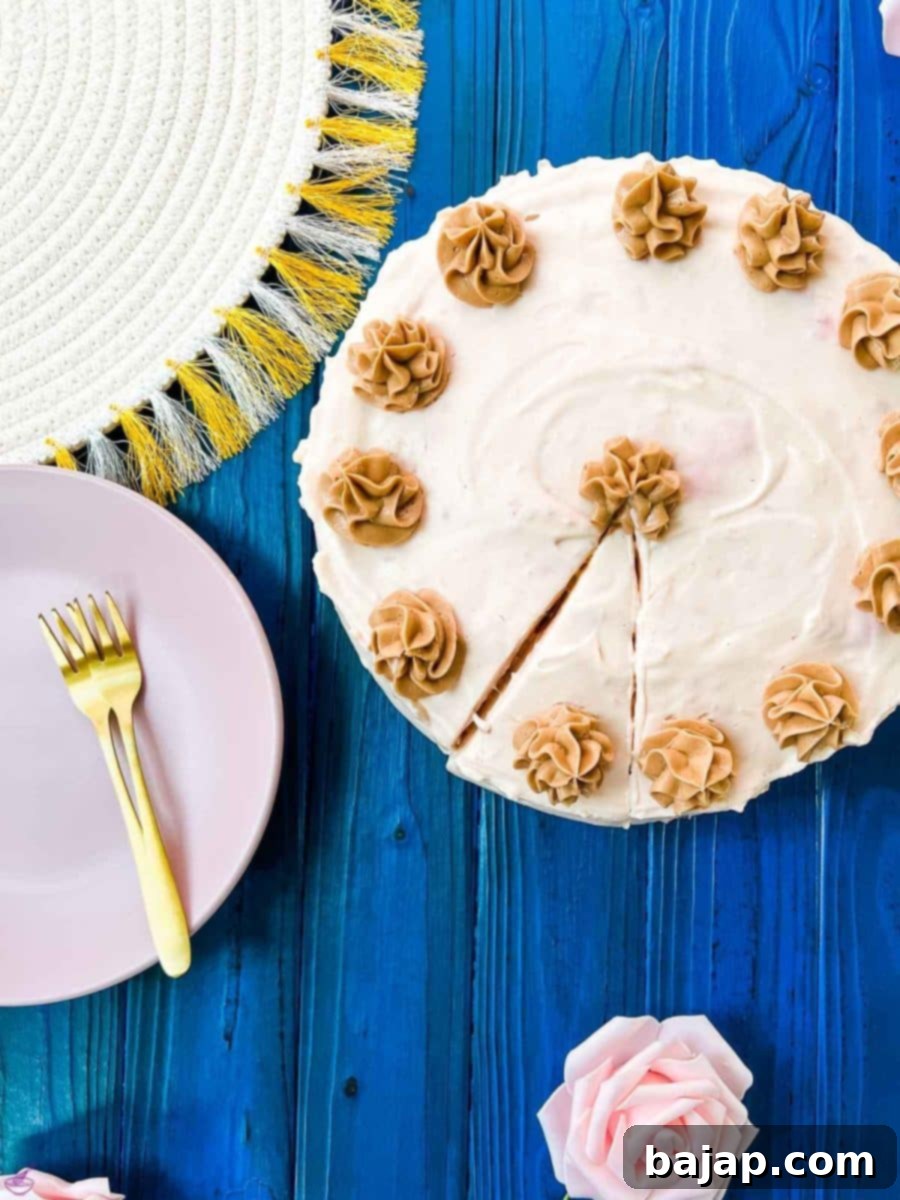 Beautifully decorated cake with chocolate cream cheese buttercream.
