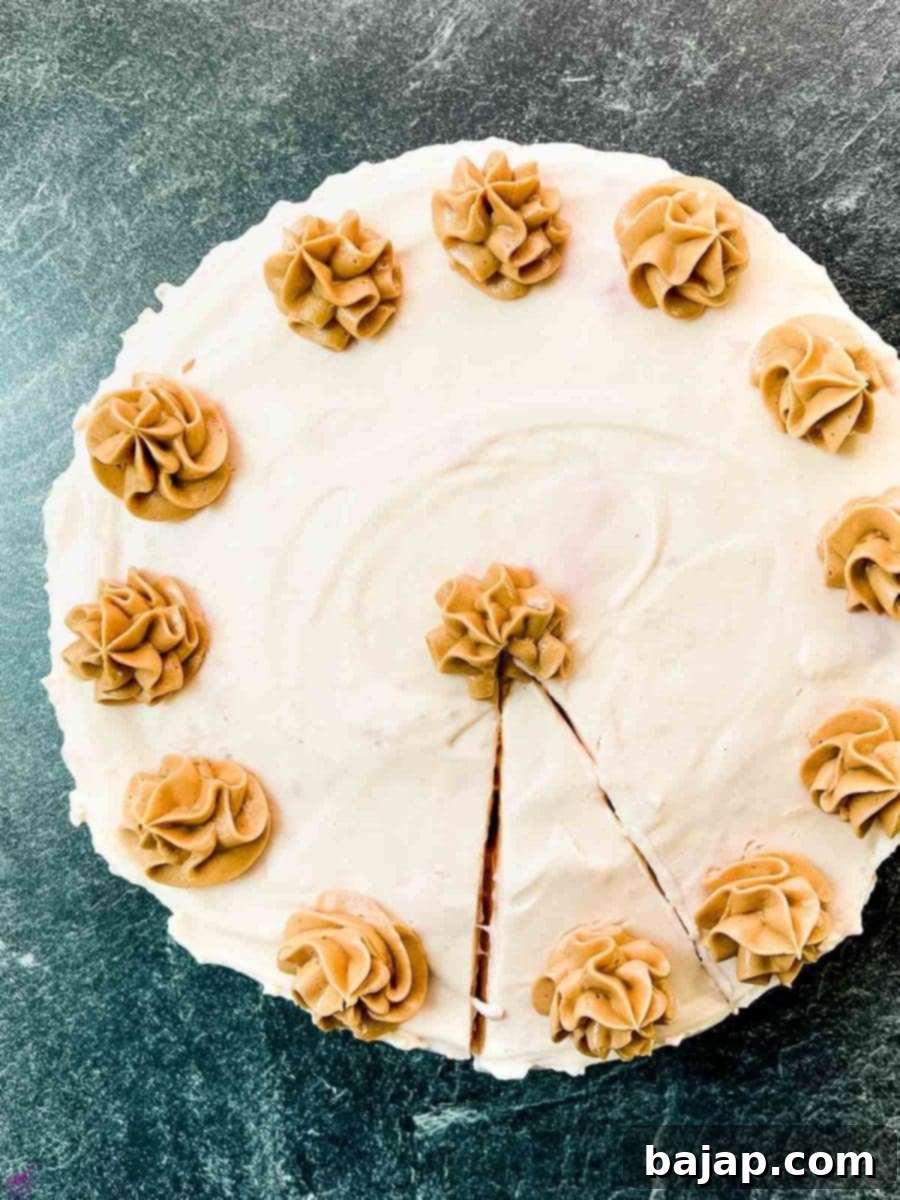Beautifully decorated cake with chocolate cream cheese buttercream.