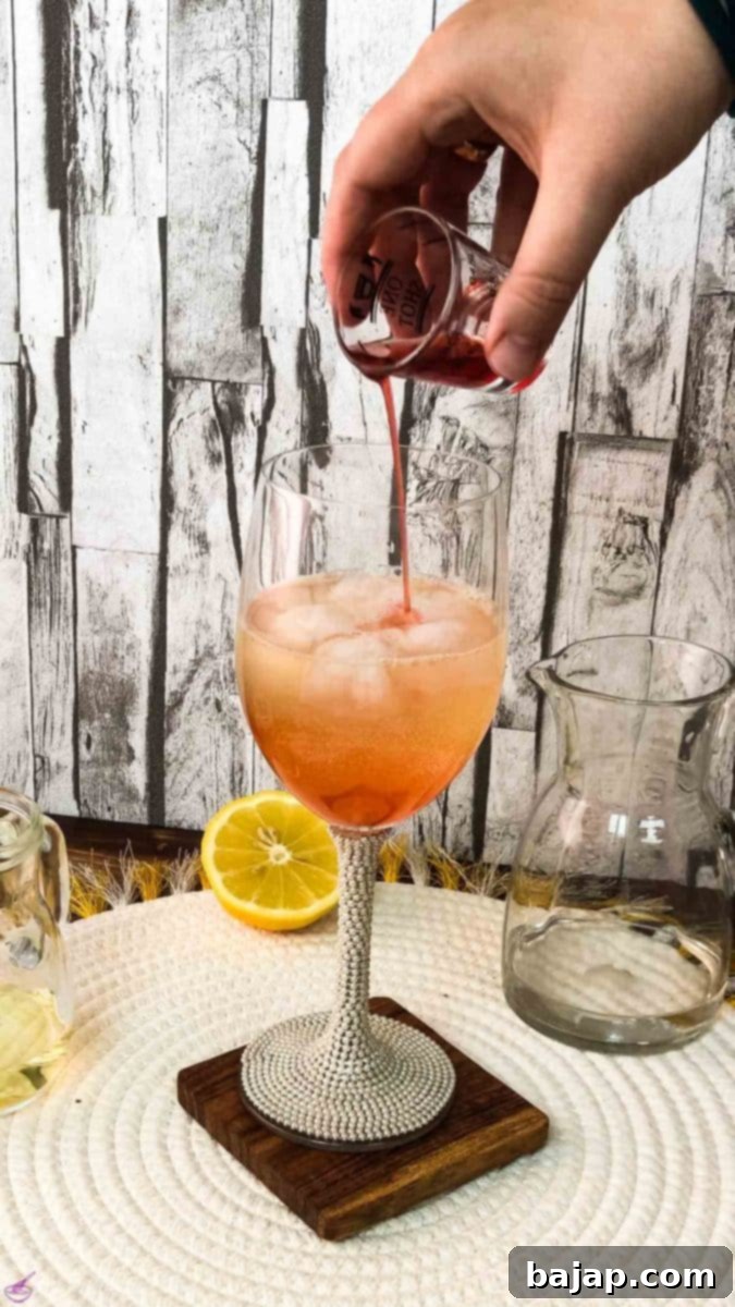 Add the homemade strawberry simple syrup in the end to obtain the most intense flavor.