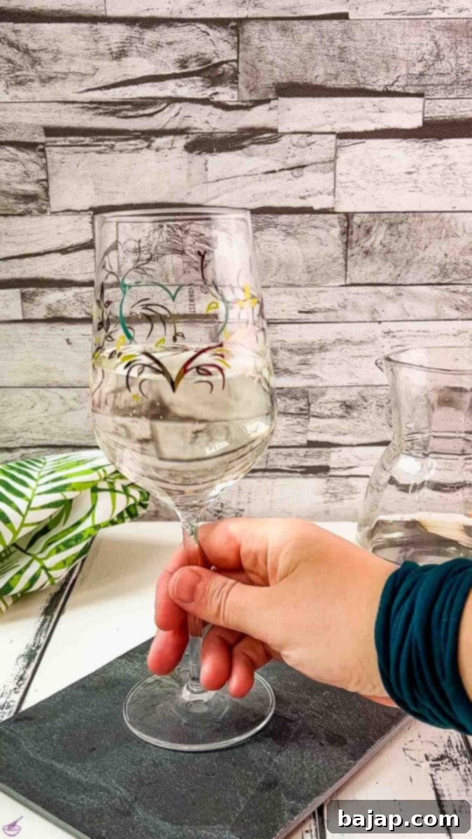 A gorgeous glass filled with a refreshing white wine spritzer, ready to be enjoyed!.