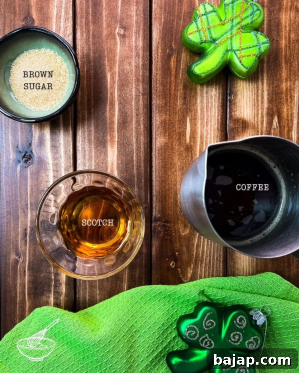 Three ingredients for our delicious Scotch coffee recipe.
